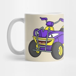 Purple Quad bike cartoon illustration Mug